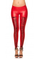 Sexy KouCla leggings with lacing at the front Red